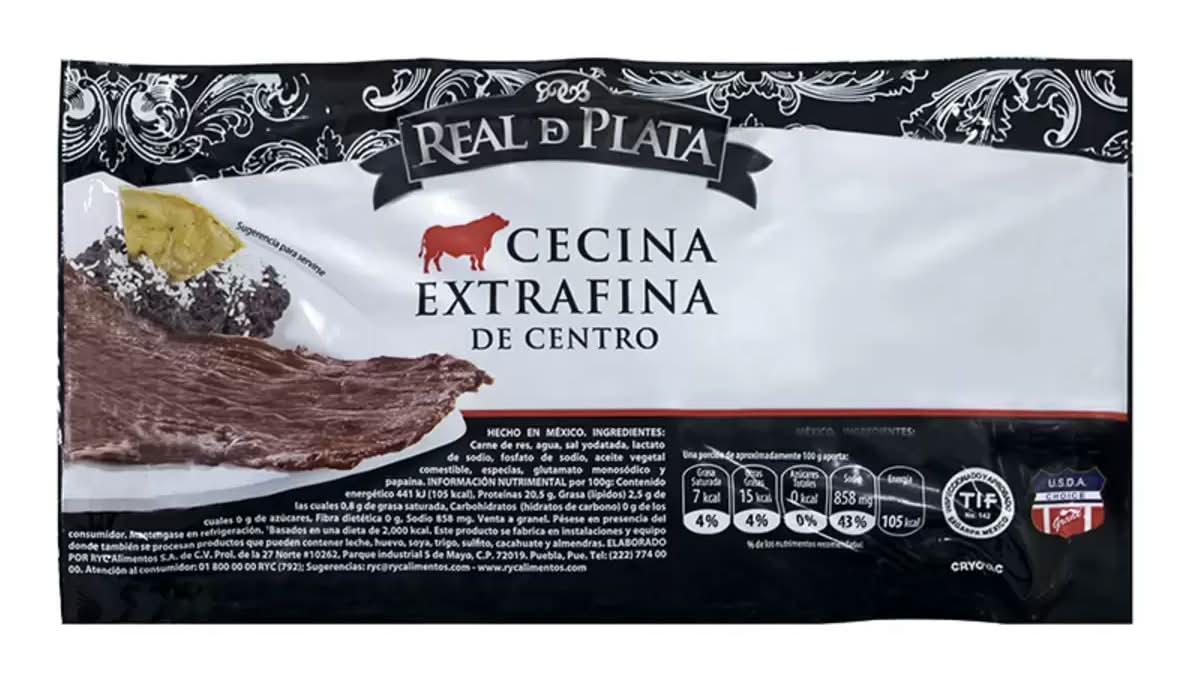 Real De Plata cecina de res extrafina 2/900 g