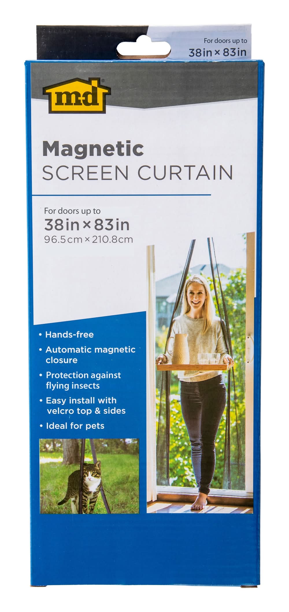 M-D 39-in x 83-in Black Polyester Magnetic Single Screen door | 14179