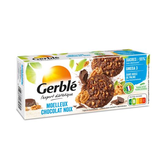 Gerblé - Biscuits moelleux chocolat noix (6 pièces)