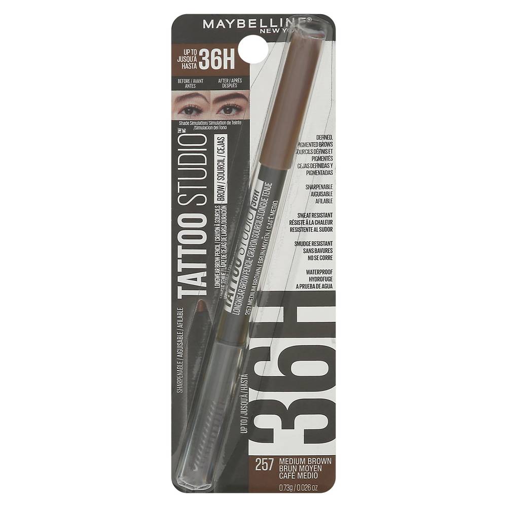 Maybelline Tattoos Studio Medium Brown Longwear Brow Pencil (800 mg)