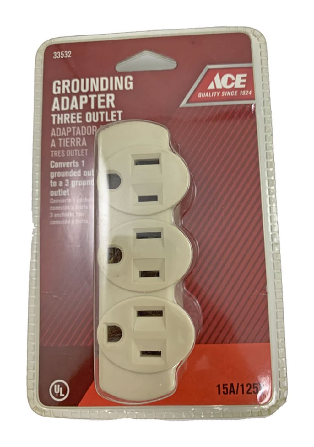 Ace Grounded 3 Outlets Adapter 1 Pk