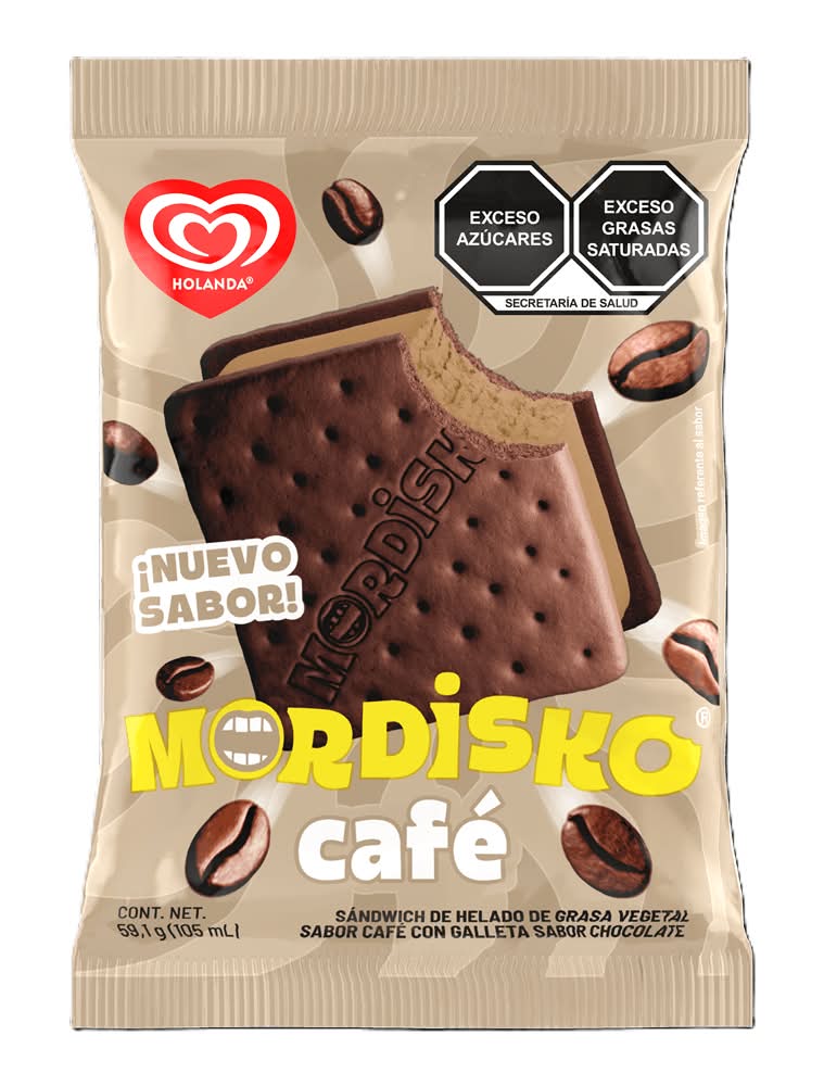 Holanda · Mordisko sándwich de helado, café-galleta-chocolate (105 ml)