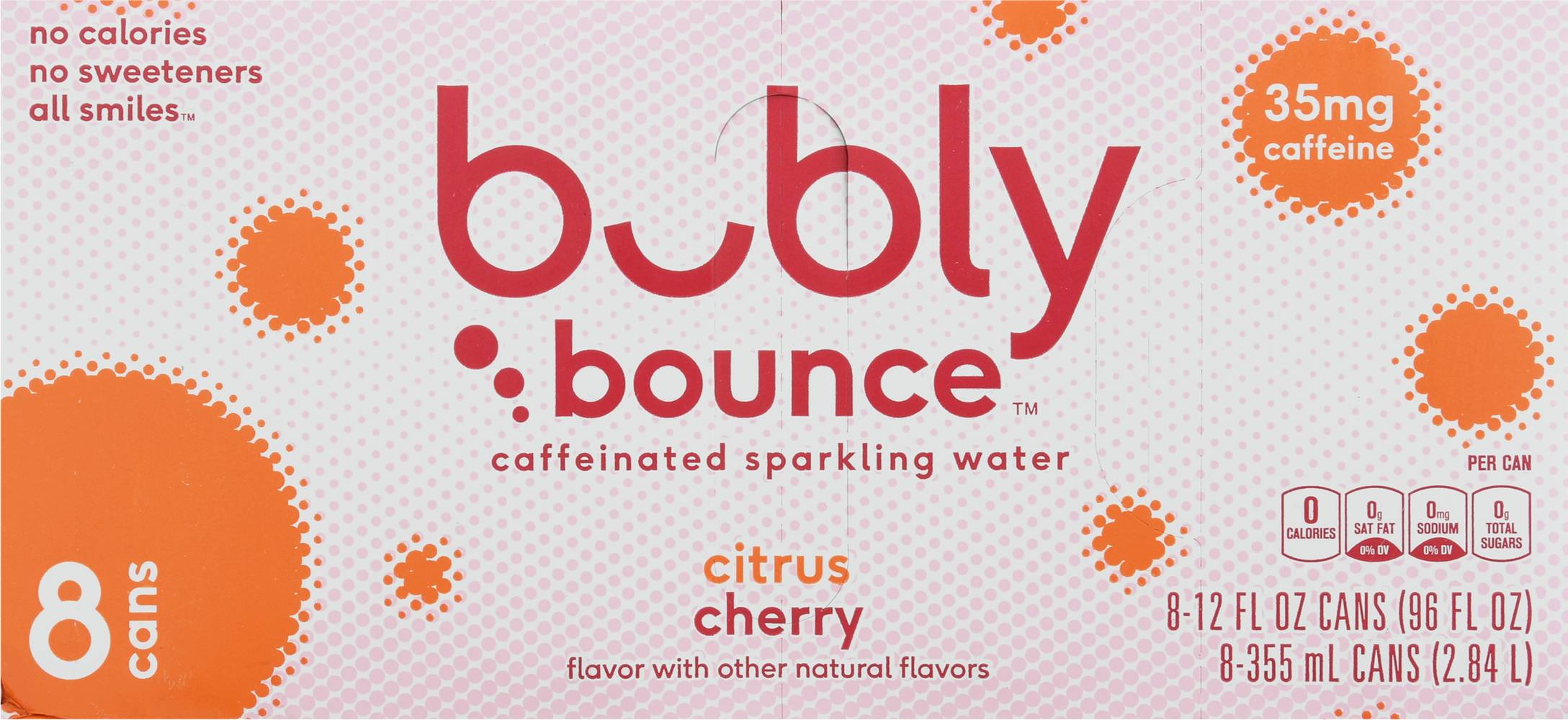 Bubly Bounce Caffeinated Sparkling Water (8 ct , 12 fl oz) (citrus -  cherry) | Delivery Near You | Uber Eats