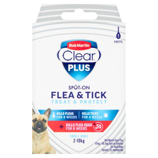 Bob Martin Clear Plus 67mg / 60.3mg Spot-On Solution For Small Dogs Treatment Pipette