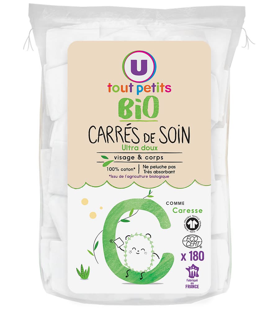 Les Produits U - Coton carré de soin bio (244g)