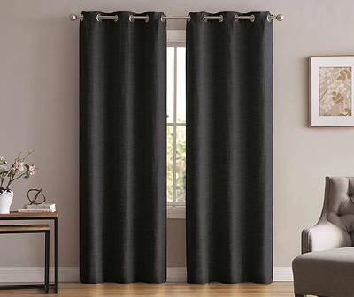Cherice Black Blackout Grommet Curtain Panel Pair, (36" x 84")