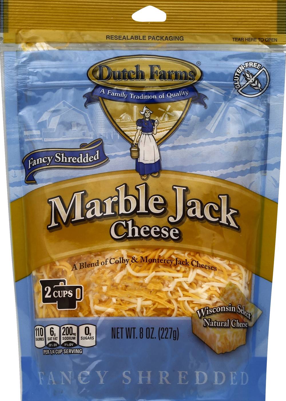 Dutch Farms Fancy Shredded Marble Jack Cheese (8 oz)