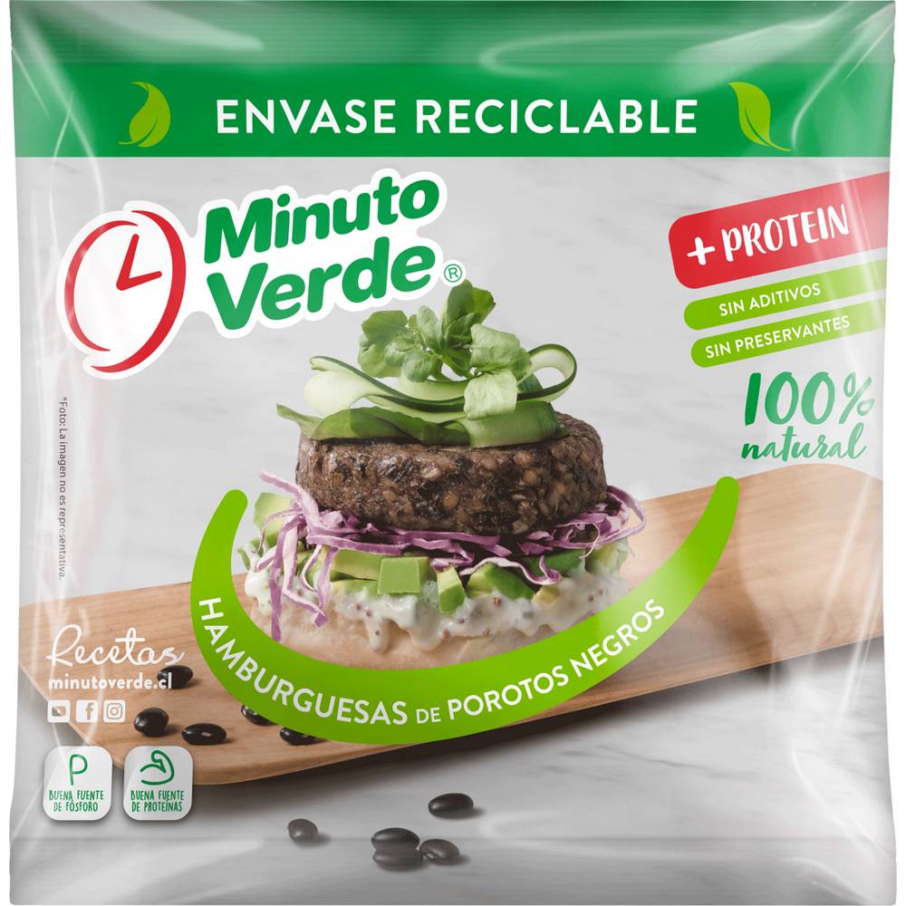 Minuto verde hamburguesa de porotos negros (100 g)