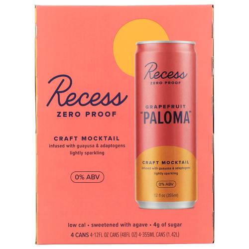 Recess Grapefruit ""Paloma"" Craft Mocktail 4 Pack