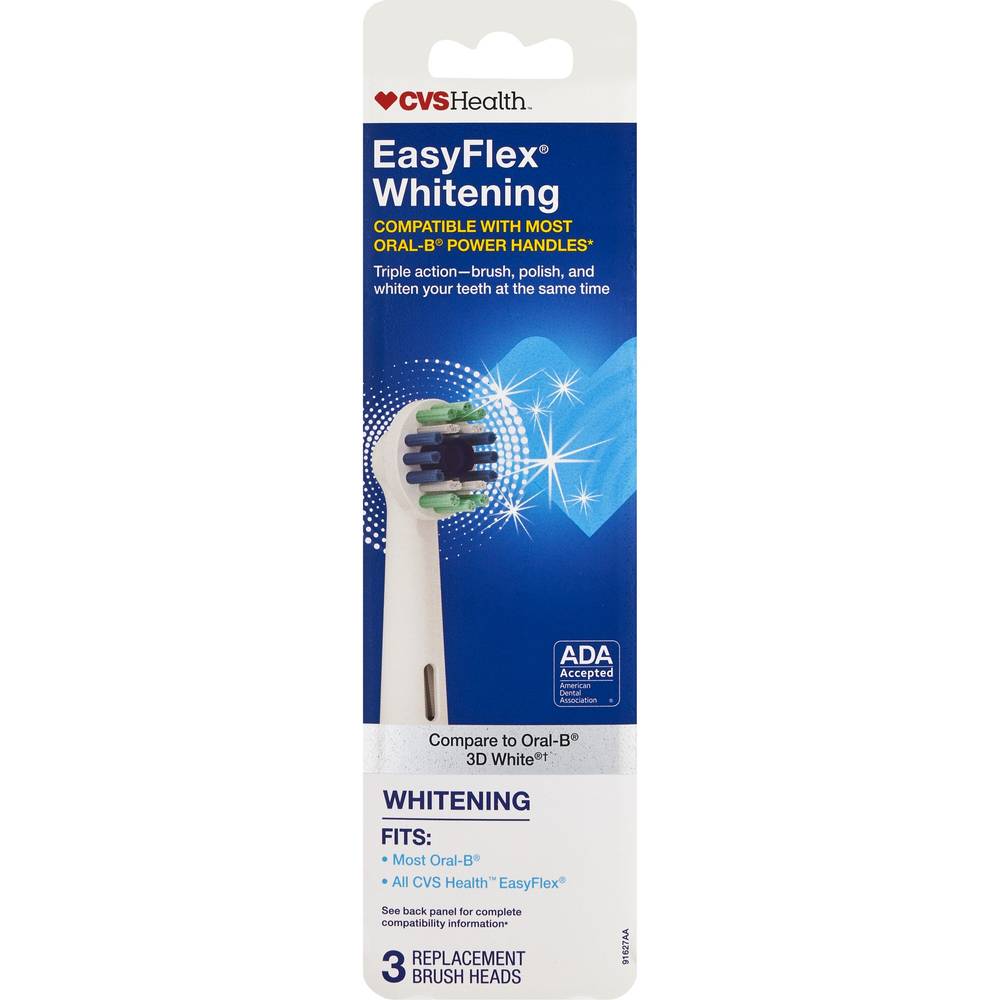 Cvs Health Easyflex Antibacterial Whitening Replacement Brush Heads, 3 Ct