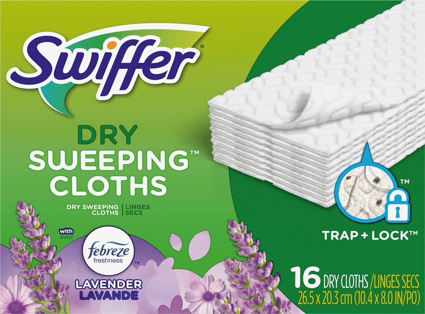 Swiffer Dry Sweeping Cloths, Lavender, 10.4 In x 8.0 In (3.2 oz, 16 ct)