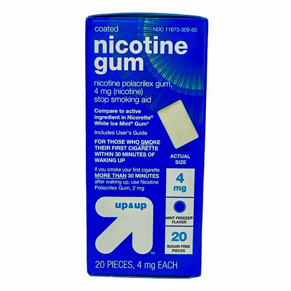 Up & Up Coated Nicotine 4mg Gum Stop Smoking Aid (mint freeze)