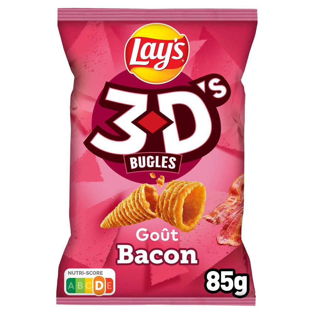 Biscuits apéritif LAY'S 3D'S BUGLES Goût bacon - 85g