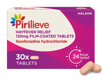 Pirilieve Hayfever Relief Fexofenadine 120 mg Film-Coated Tablets (30 pack)