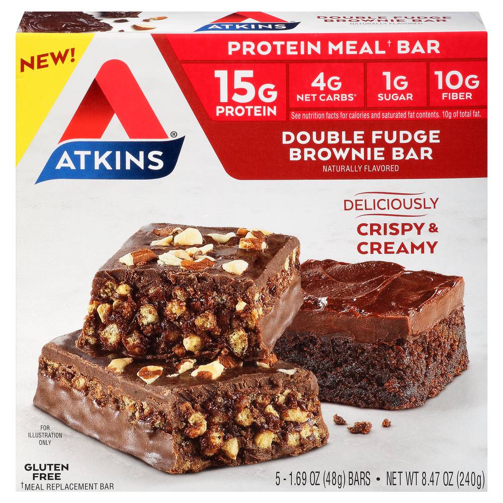 Atkins Double Fudge Brownie Protein Meal Bar (8.5 oz)