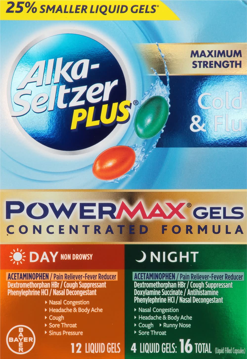 Alka-Seltzer Plus Powermax Day/Night Cold & Flu Liquid Gels (1.6 oz)