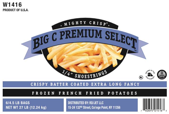 Frozen Big C - Mighty Crisp Shoestring Fries, 1/4" - 27 lbs (1X6|1 Unit per Case)