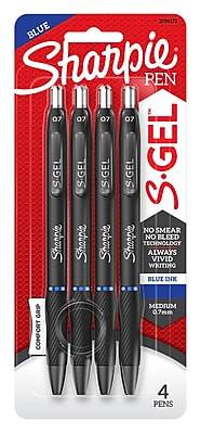 Sharpie S Gel Pens Medium Point 0.7 mm Black Barrel Blue Ink Pens (4 ct )
