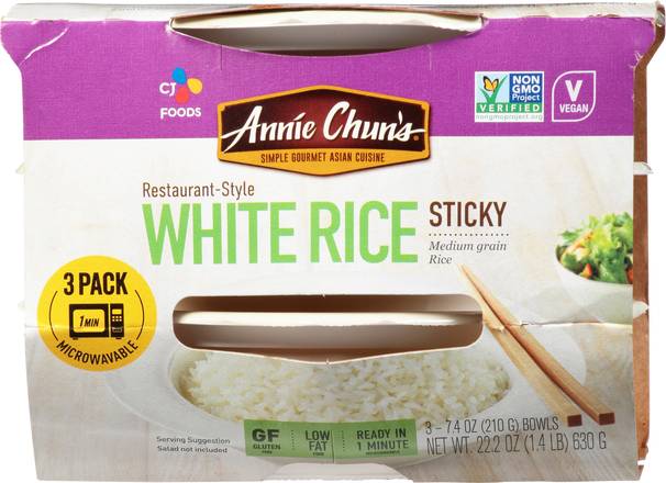 Annie Chun's Restaurant- Style Sticky White Rice (3 ct)