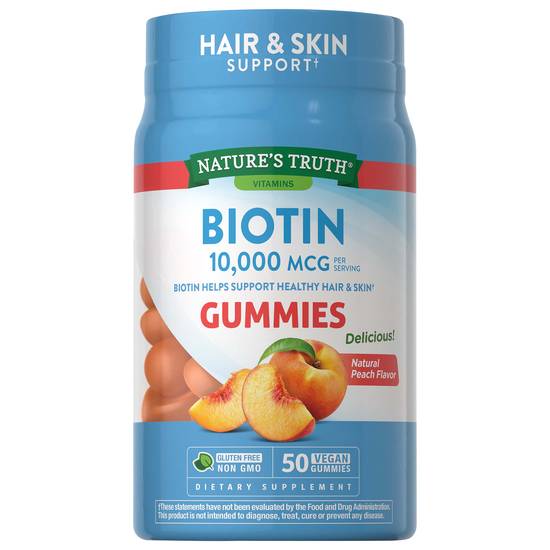 Nature's Truth Biotin Natural Peach Flavor 10000 Mcg Gummies