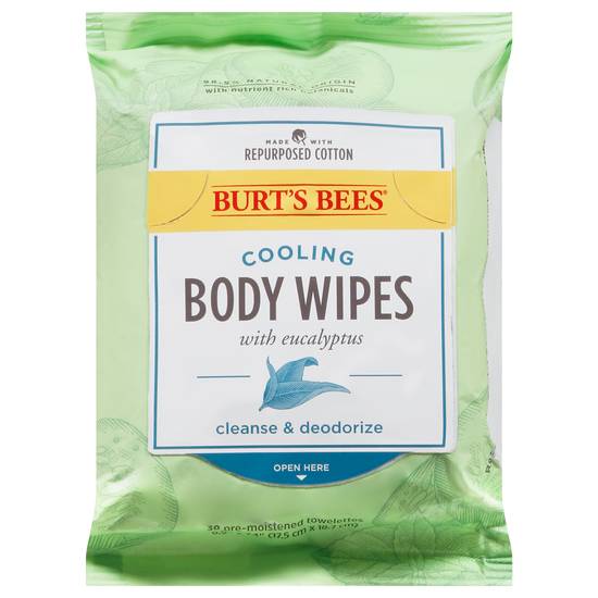 Burt's Bees Cooling Body Wipes With Eucalyptus Towelettes (30 ct)