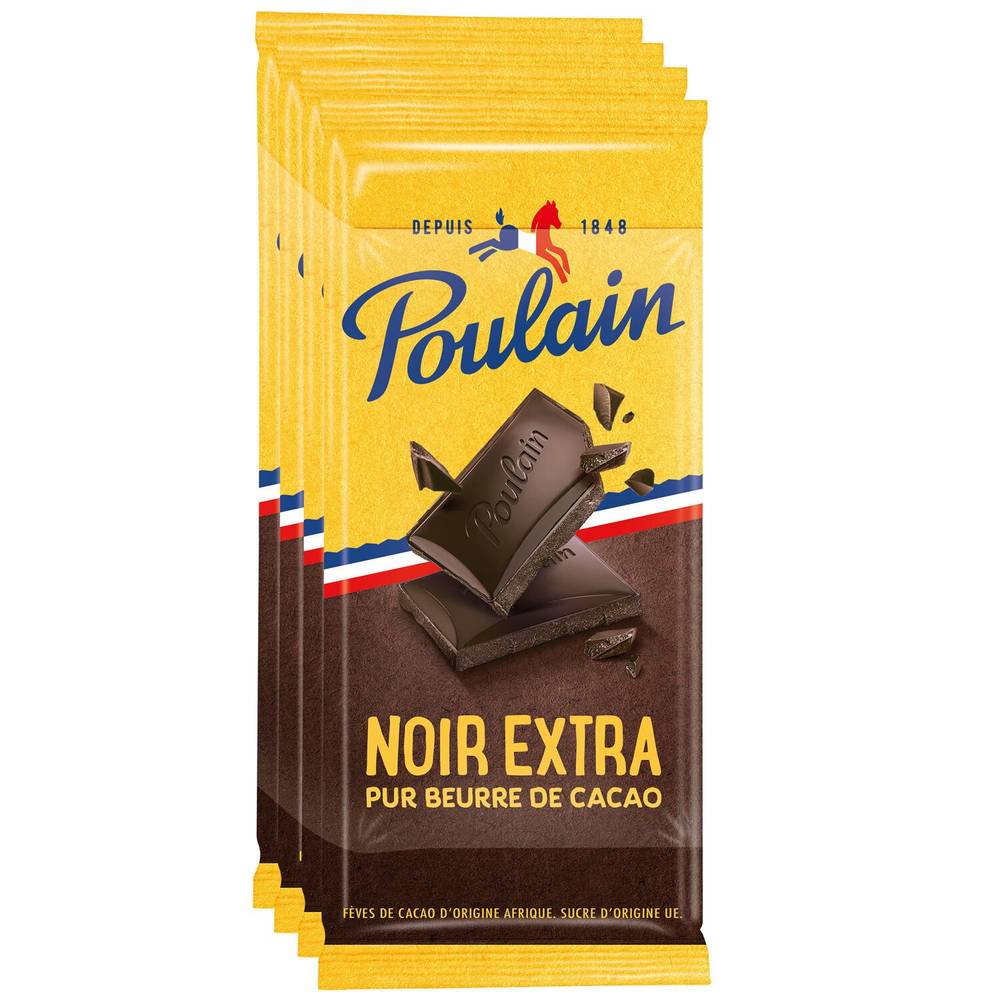 Tablette de chocolat noir extra fin POULAIN - les 4 tablettes de 100 g