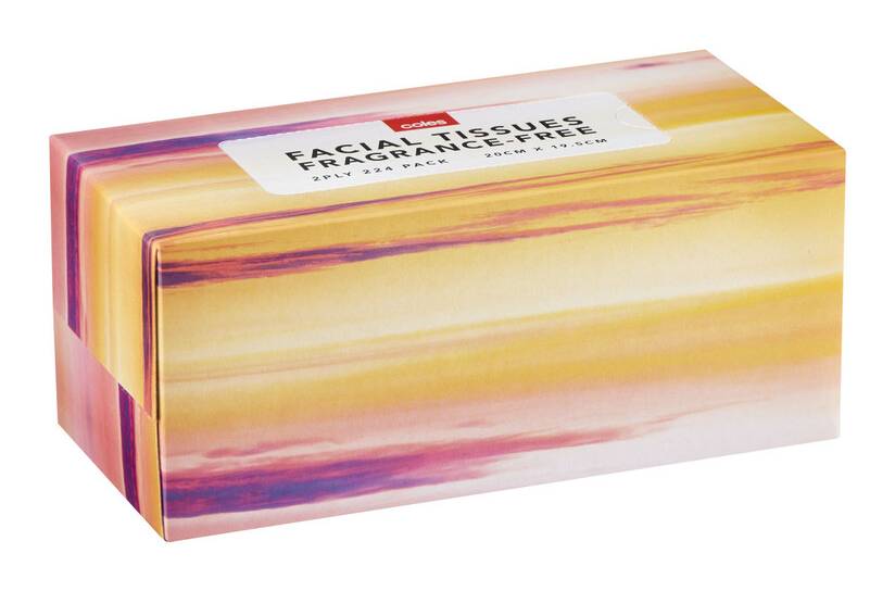 Coles Fragrance-Free 2 Ply Facial Tissues, White (224 pack)