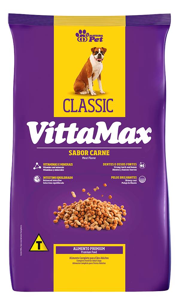 Vittamax alimento para cães adultos classic sabor carne (15kg)