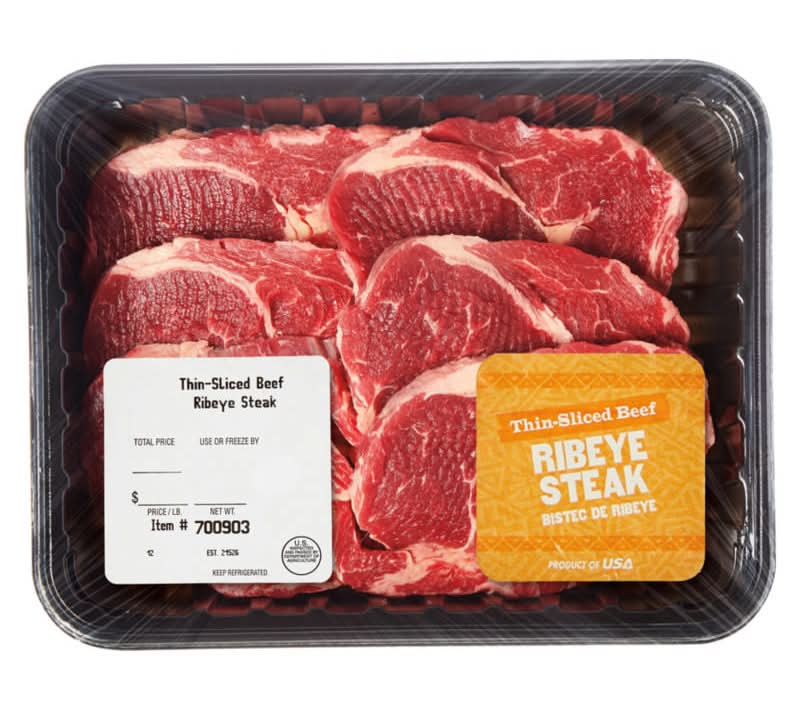 Thin-Sliced Beef Ribeye Steak, per lb