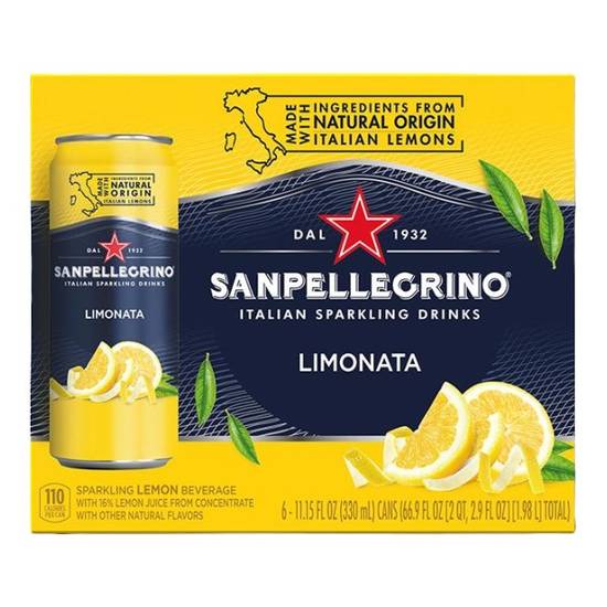 San Pellegrino Limonata Italian Sparkling Drinks (6 ct, 11.15 fl oz)