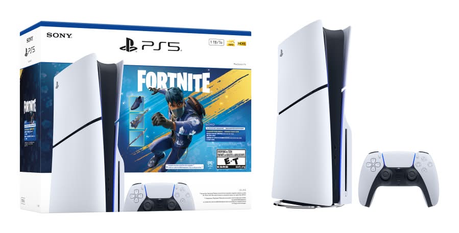 PS5 Console 1tb - Fortnite Flowering Chaos Bundle Video Game, White