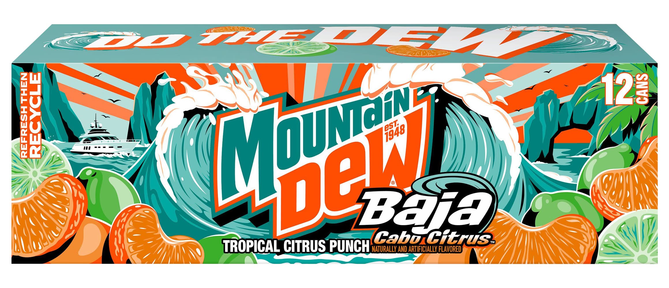 Mountain Dew Baja Cabo Citrus Soda, Tropical Citrus Punch (12 x 12 fl oz)