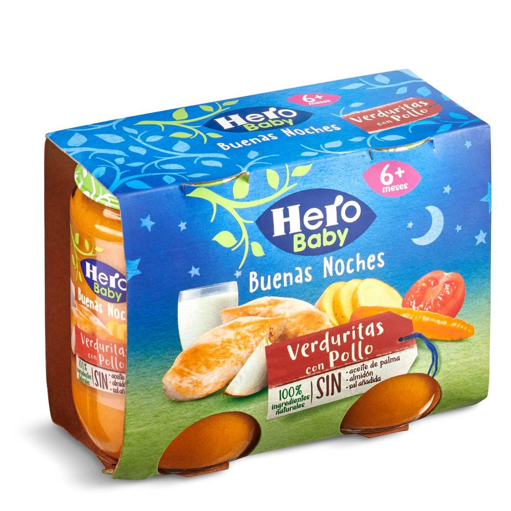 Puré Verduritas Con Pollo Hero Frasco 380 G