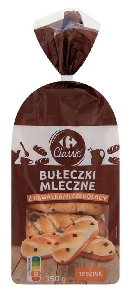 Carrefour Classic Bułeczki mleczne z kawałkami czekolady 350 g (10 sztuk)