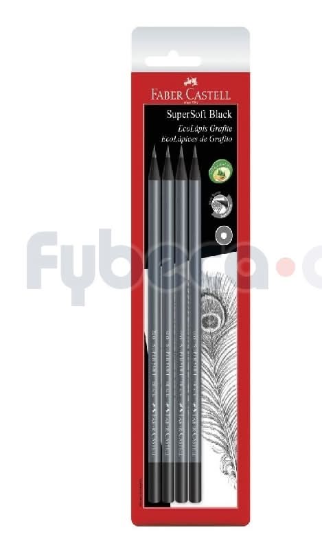 Blister 4 Lapiz Grafito Super Soft Redondo Black Faber Castell Sm907Soft