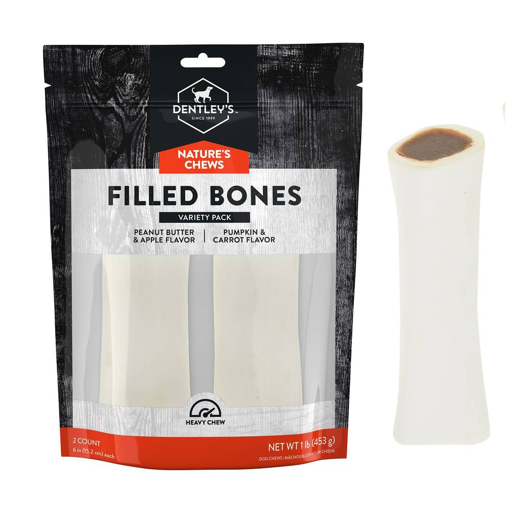 Dentley's Nature's Chews Large Filled Femur Bone Dog Chew (1 lbs, 2 ct)