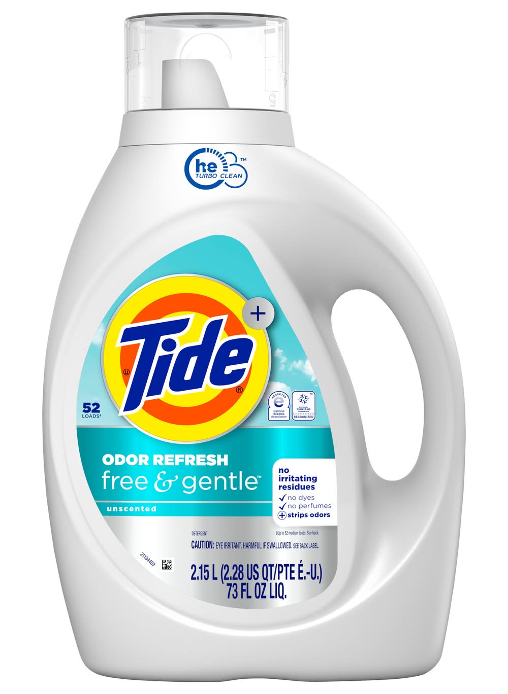 Tide Free & Gentle Unscented Laundry Liquid Detergent (73 fl oz)