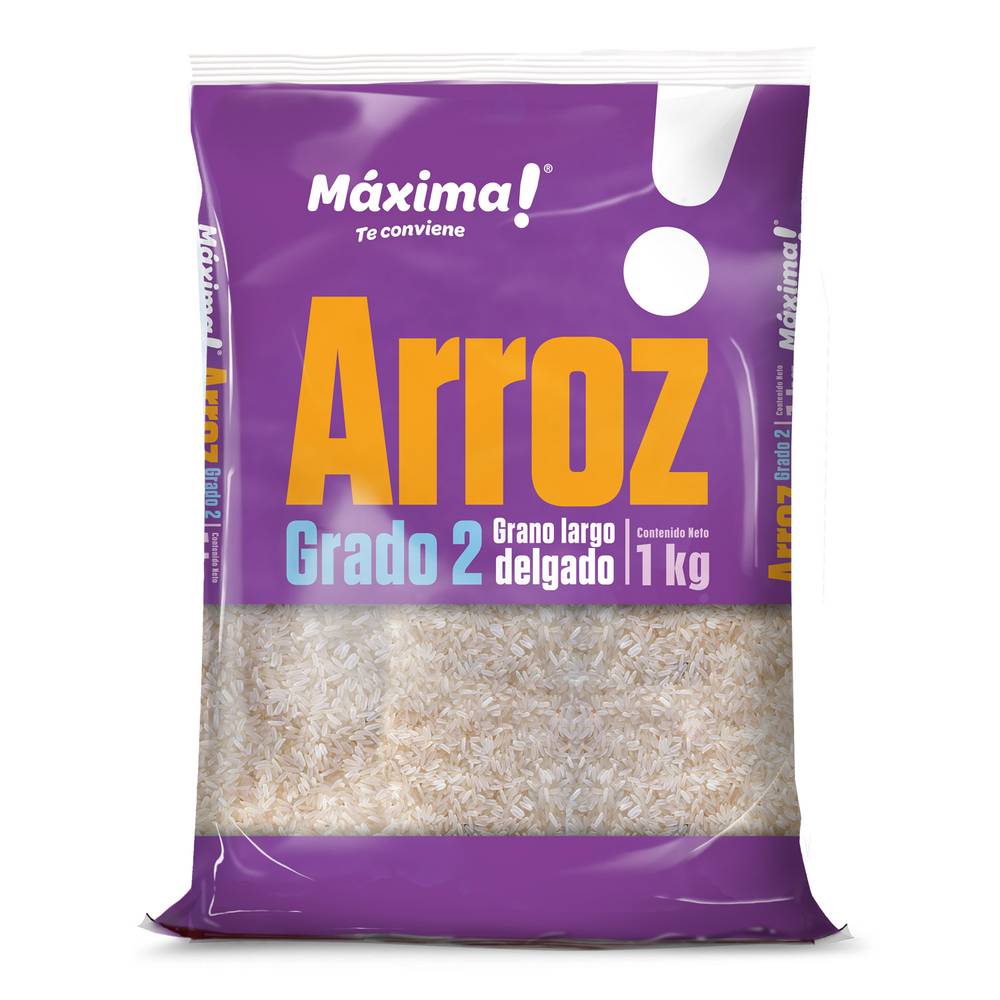 Máxima arroz grado 2 largo delgado (bolsa 1 kg)