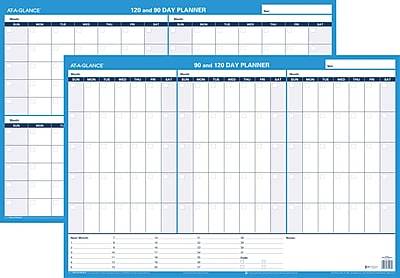 AT-A-GLANCE 90/120 Day Planner 24 x 36 Undated Dry Erase Wall Calendar, Reversible, Blue (PM239P-28)
