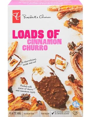 President's choice pleines de barre de crème glacée - loads of ice cream bar (4 pièces) (cannelle churro)