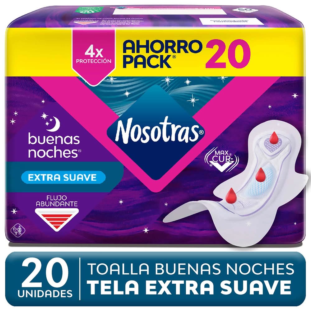 Nosotras · Toallas higiénicas nocturnas (20 un)