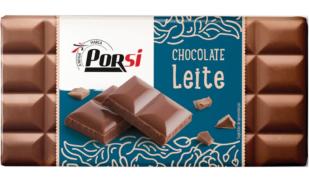 PorSi - Tablete chocolate de leite, embalagem de 100g