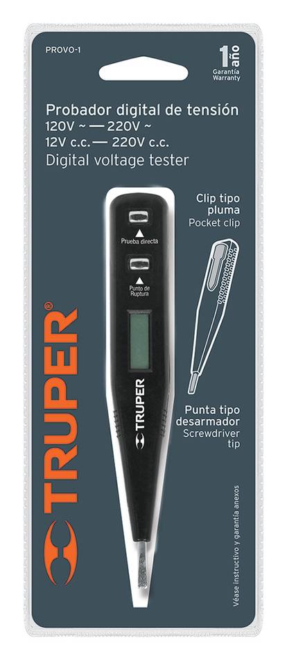 Truper · Probador digital de tensión, 12 cm, negro