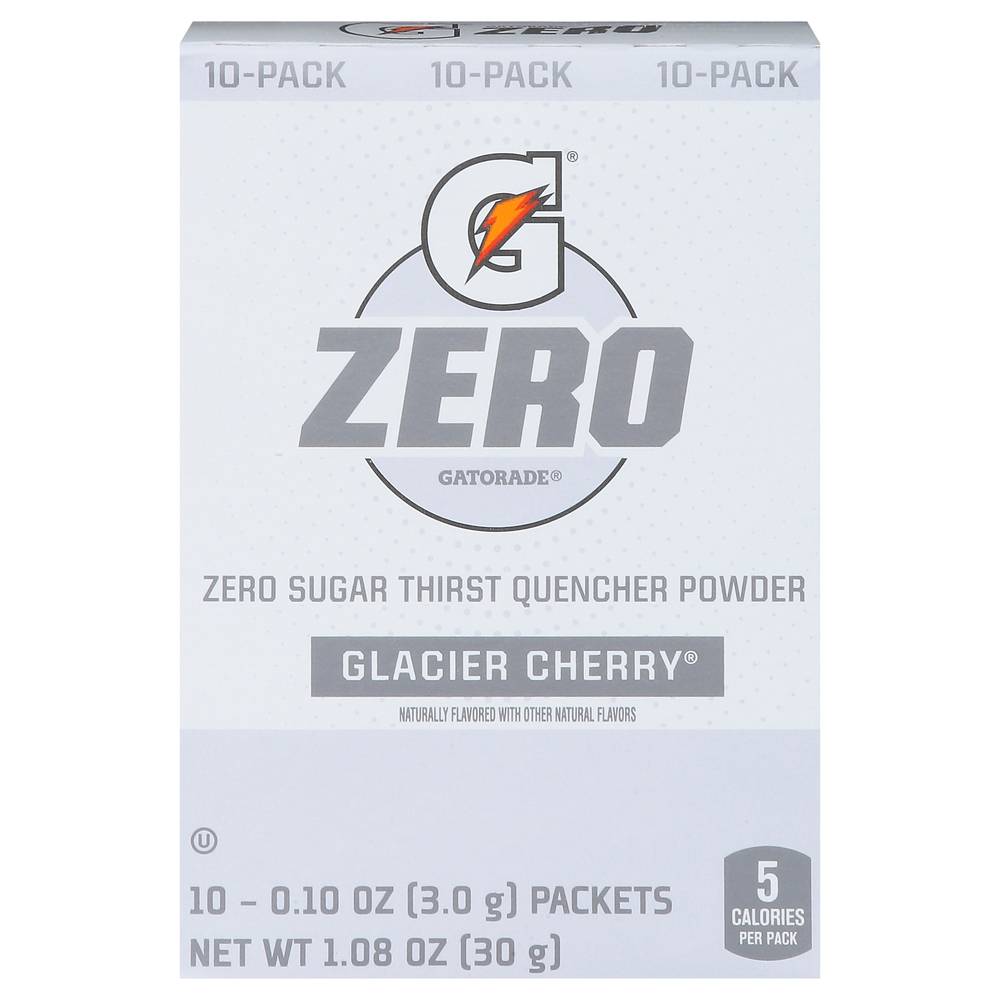 Gatorade Zero Sugar Thirst Quencher Powder, Glacier Cherry (1.08 oz, 10 ct)