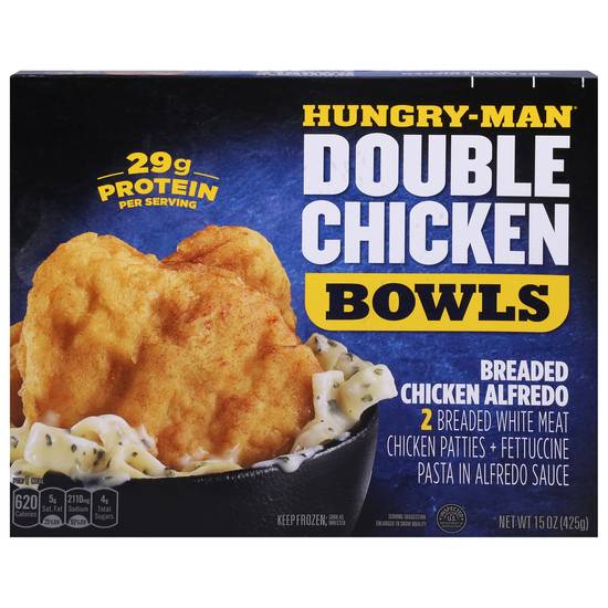 Hungry-Man Double Chicken Bowls Breaded Chicken Alfredo