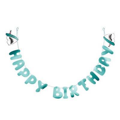 Spritz Happy Birthday Shark Banner Teal