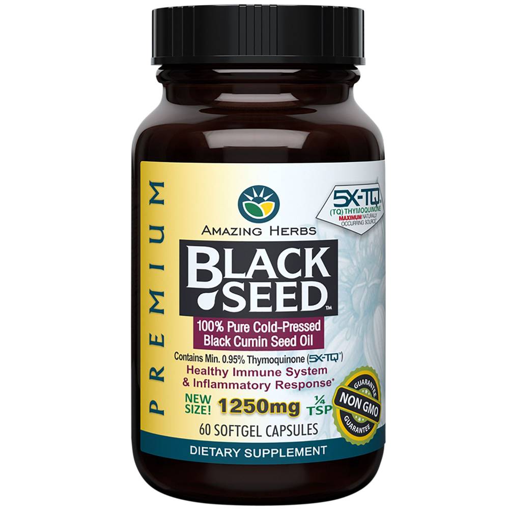 Amazing Herbs Premium Black Seed Oil 1250mg Capsules (60 ct)