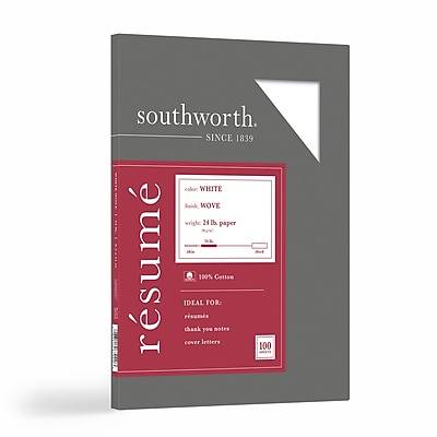 Southworth Resume Paper- Wove Finish, 8.5" X 11", White (100 ct)