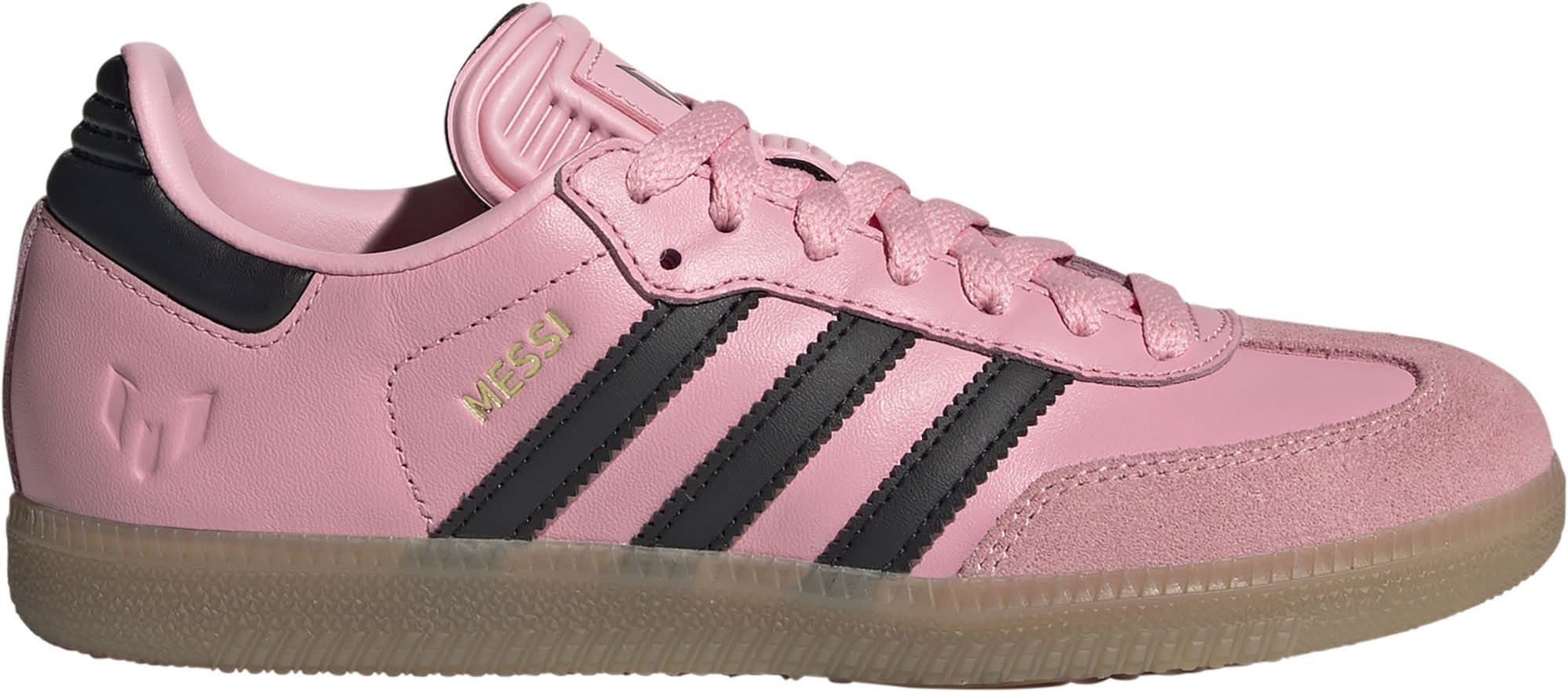 Adidas Big Kids Originals Samba Messi Casual Shoes, 5.5, Light Pink/Core Black/Gum