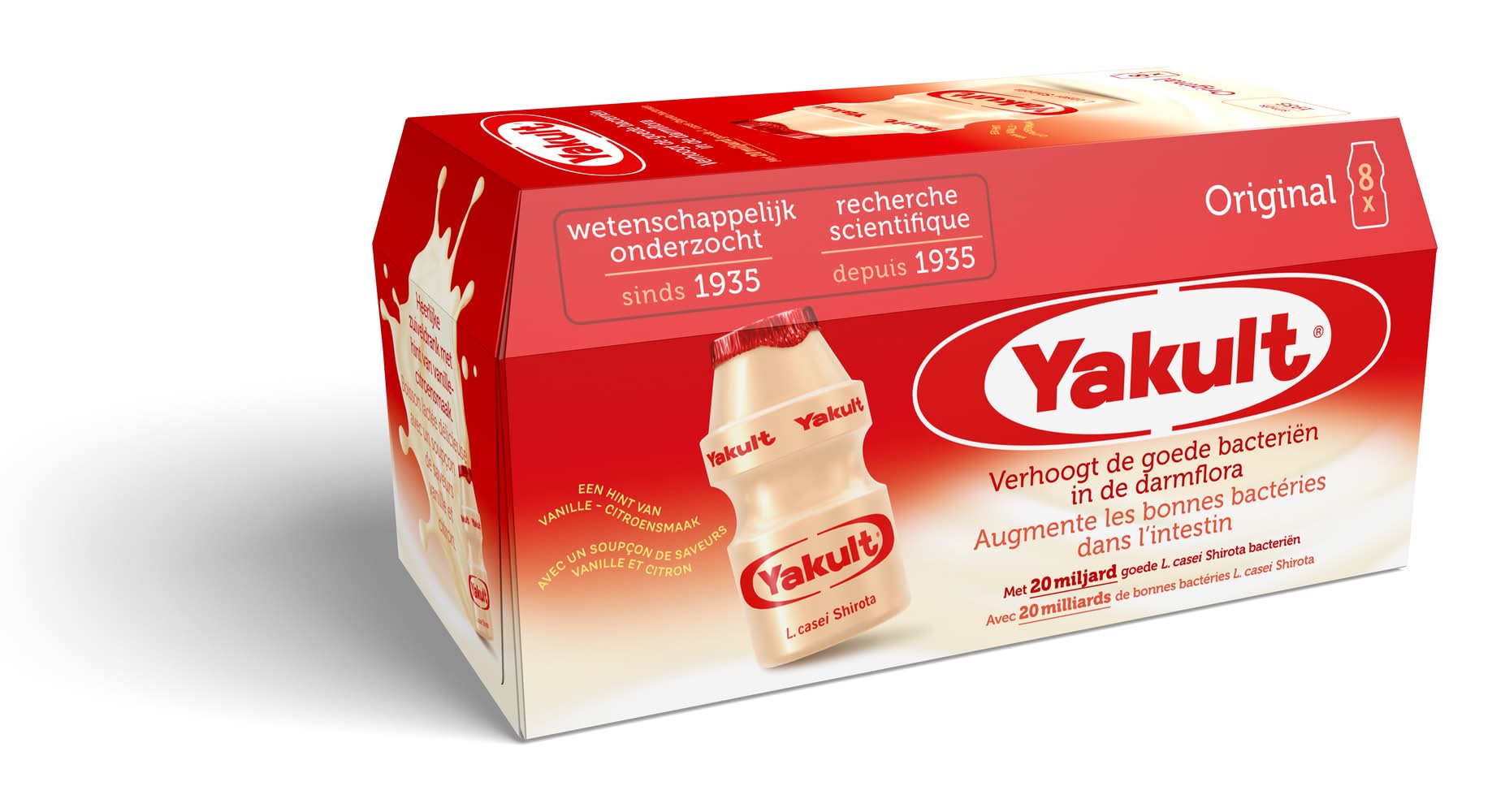 Yakult - Boisson au lait fermenté probiotique, vanille & citron (8 x 65ml)